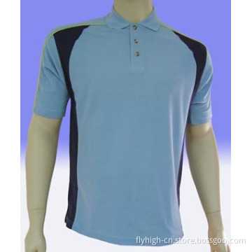 Blue Color Black Patched Polo T-Shirt